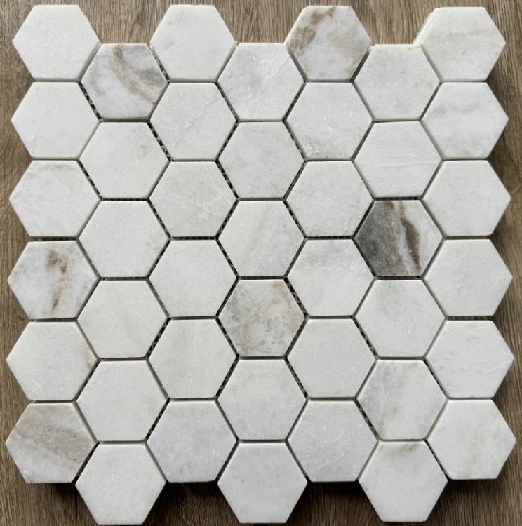 Hexagon Grace White Honed 2 x 2 11.75 x 12